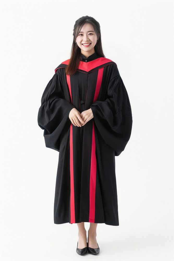 Happy chinese woman graduation adult portrait.