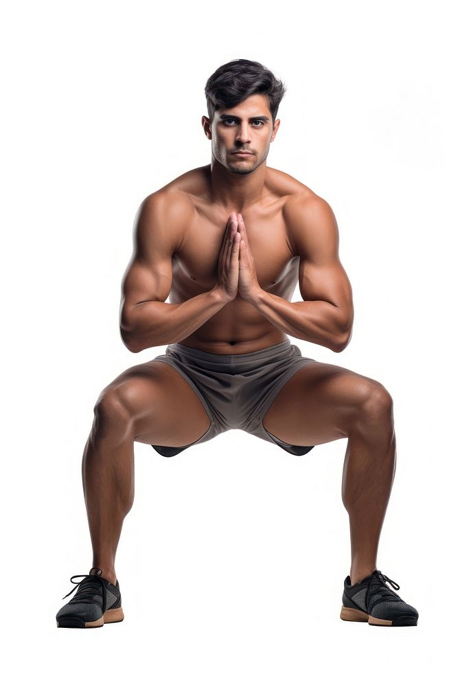 Latin man exercise sports adult squat.