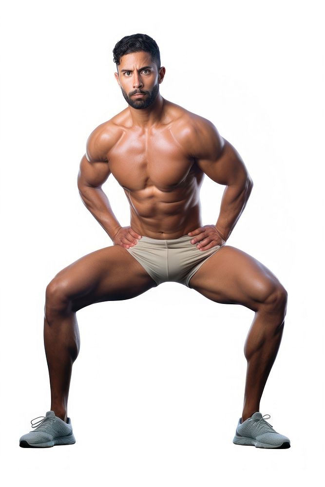 Latin man exercise sports adult squat.