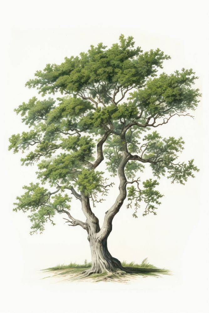 Botanical illustration of a tree drawing sketch plant.