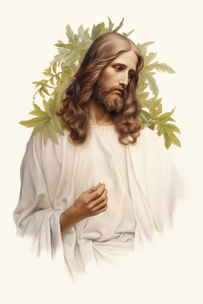 Botanical illustration of Holy Jesus Christ portrait adult plant.