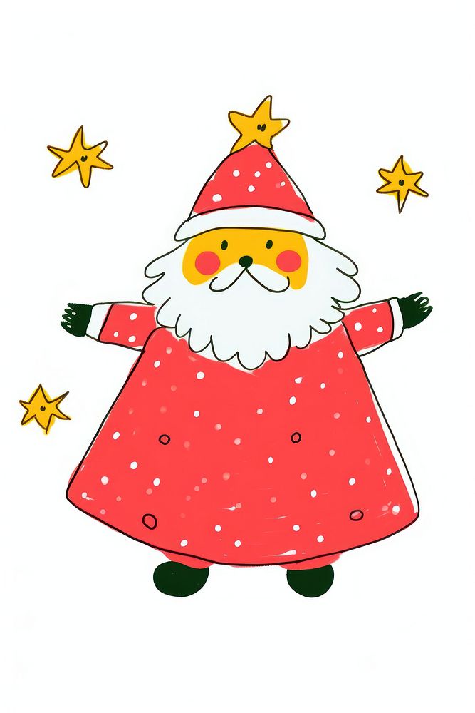 Doodle illustration santa cartoon pattern white background.