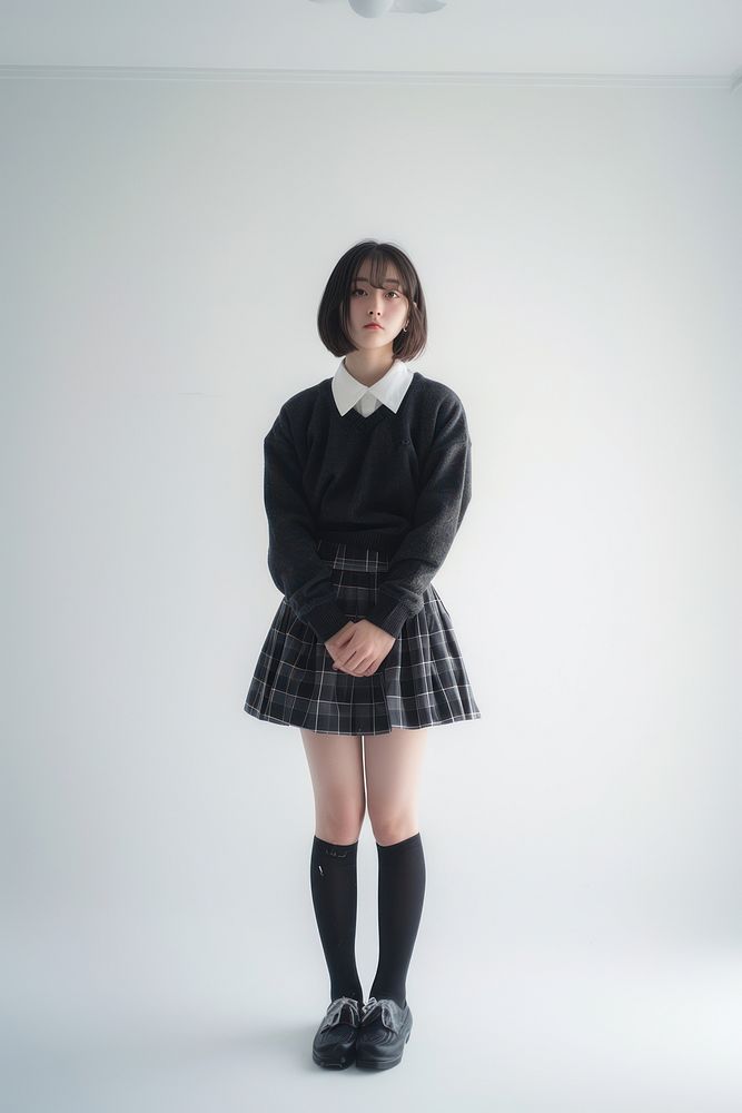 Japanese female student miniskirt architecture outerwear.