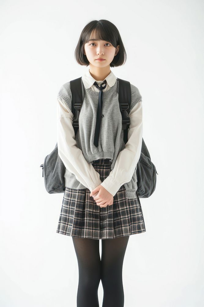 Japanese female student miniskirt white background accessories.