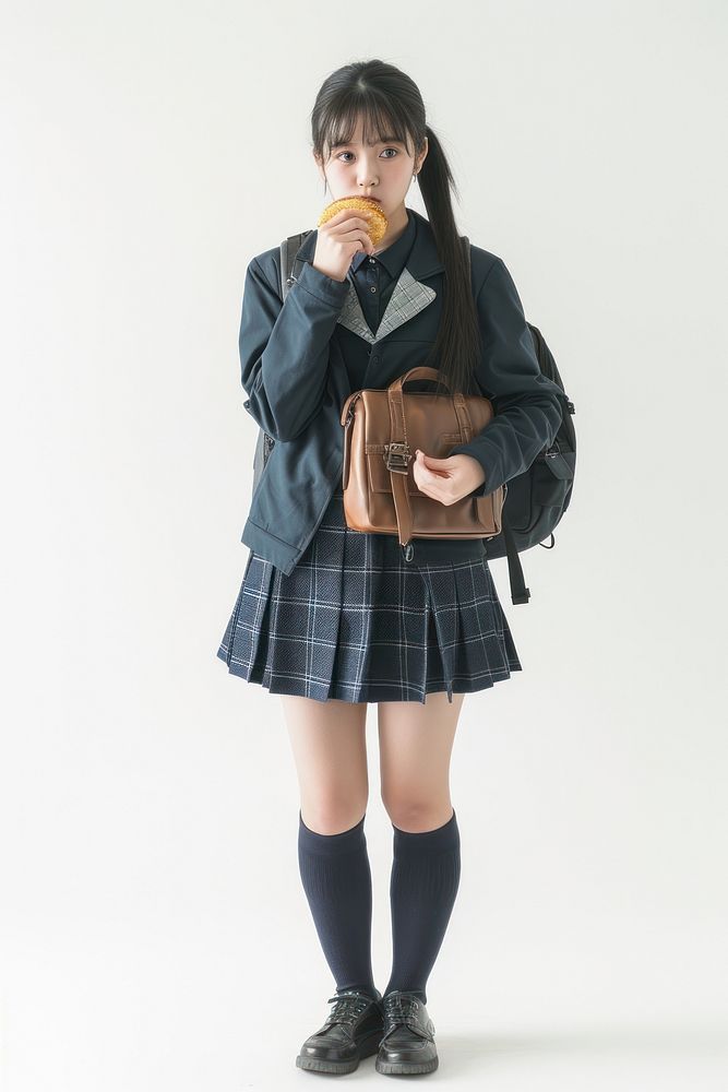 Japanese female student bag footwear tartan.
