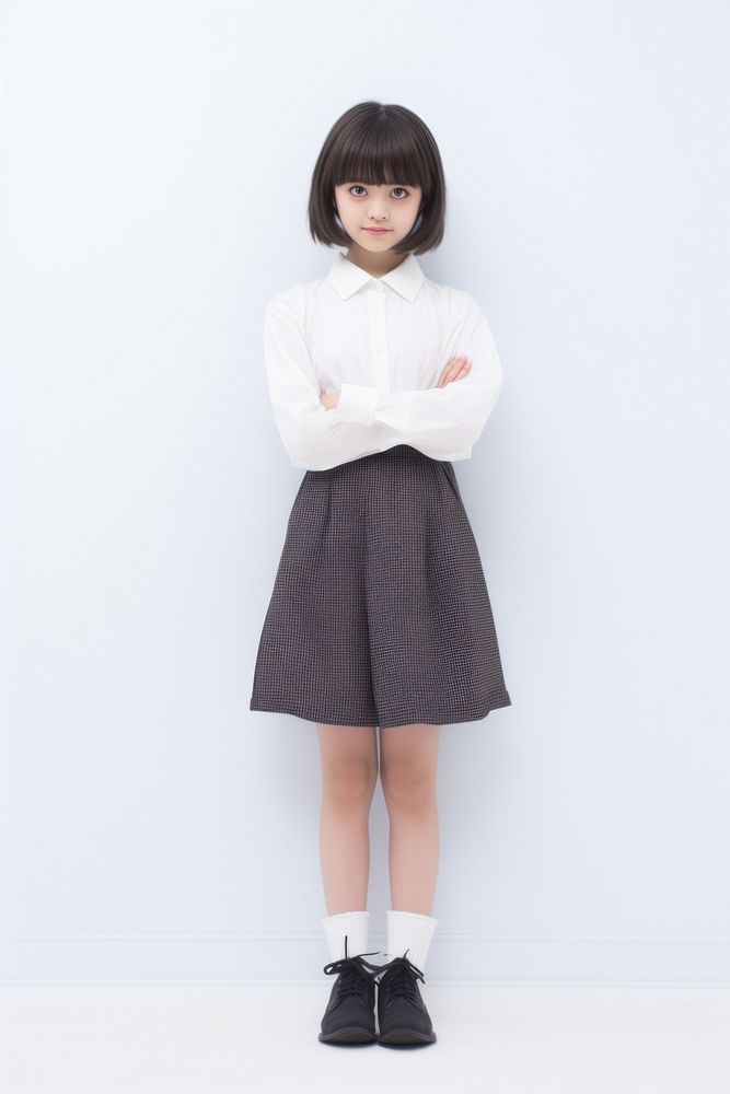 Japanese girl student miniskirt footwear sleeve.