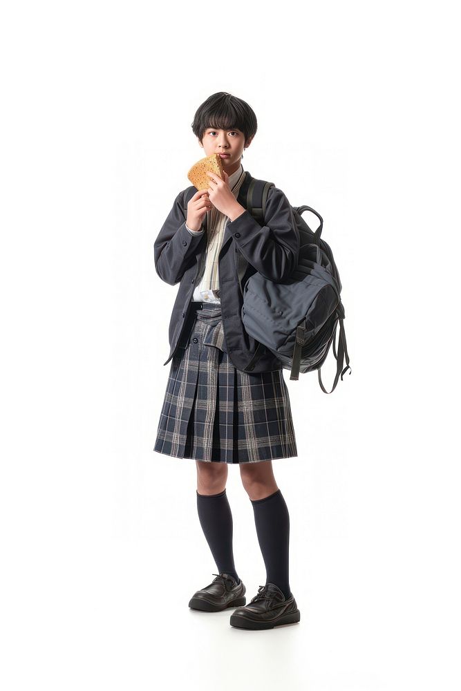 Japanese male student footwear uniform holding.