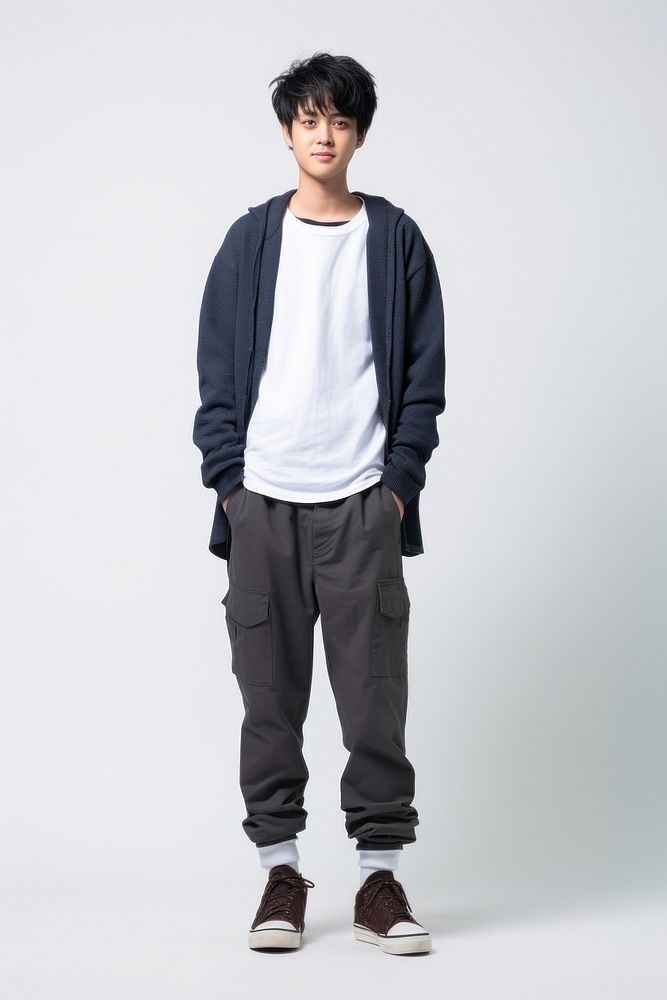Japanese male student sweatshirt standing sleeve.