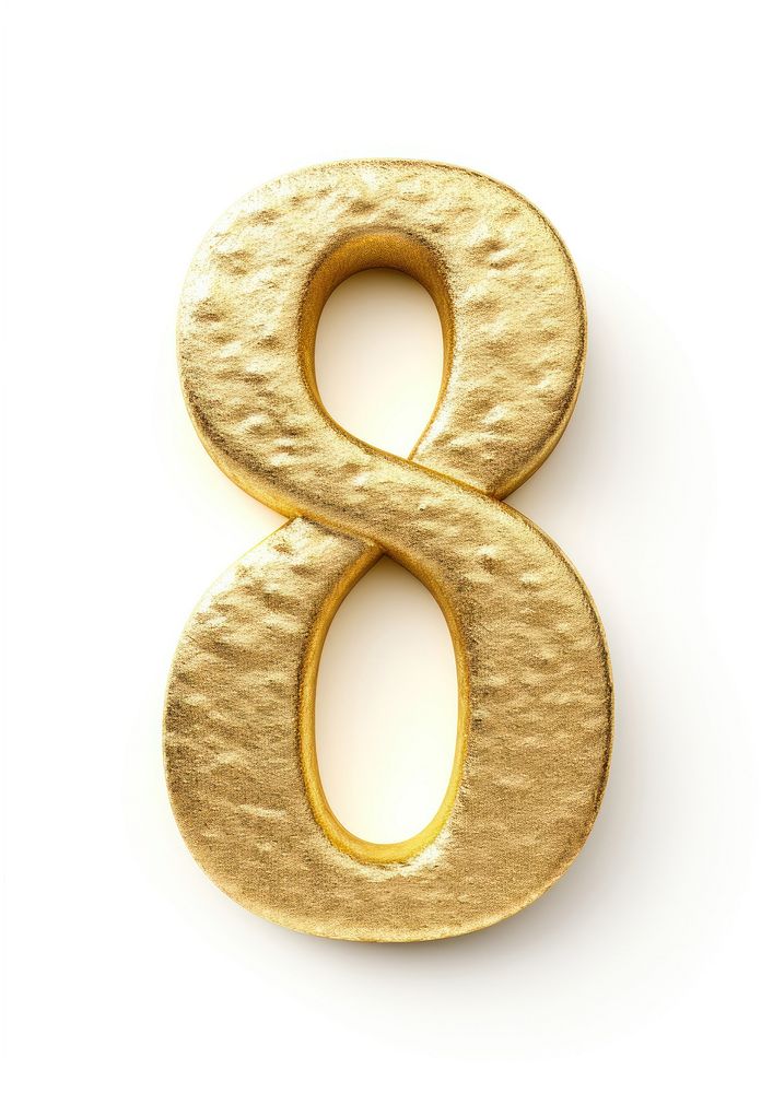 Golden alphabet 8 number jewelry text white background.