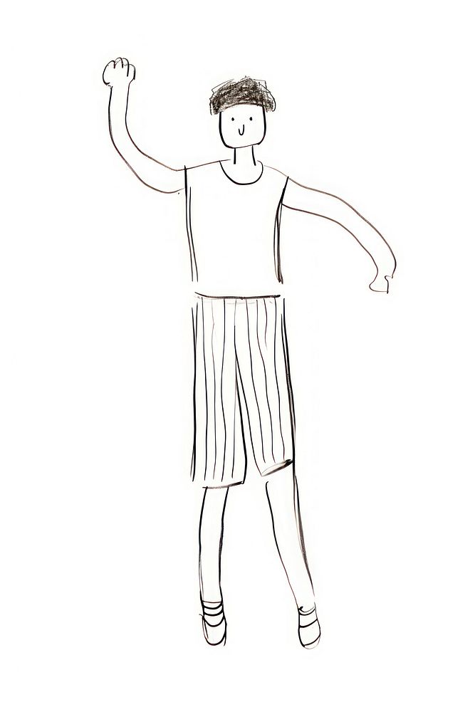 Basketball player drawing sketch line.