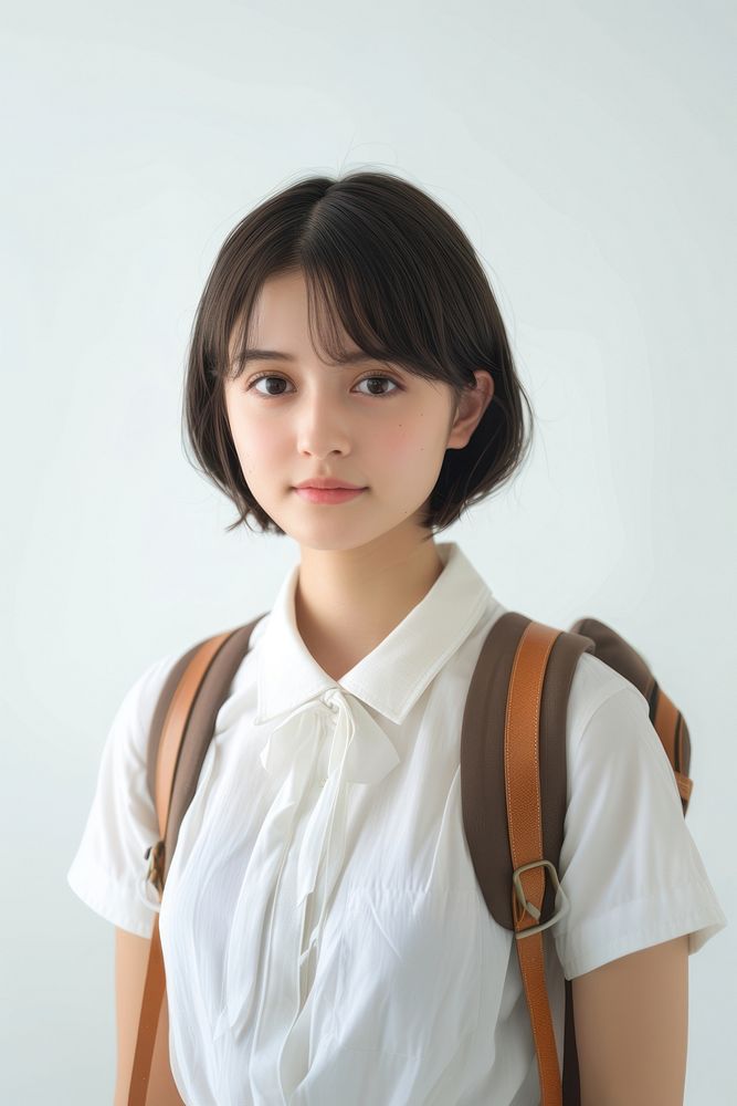 Japanese female student portrait photo hair.