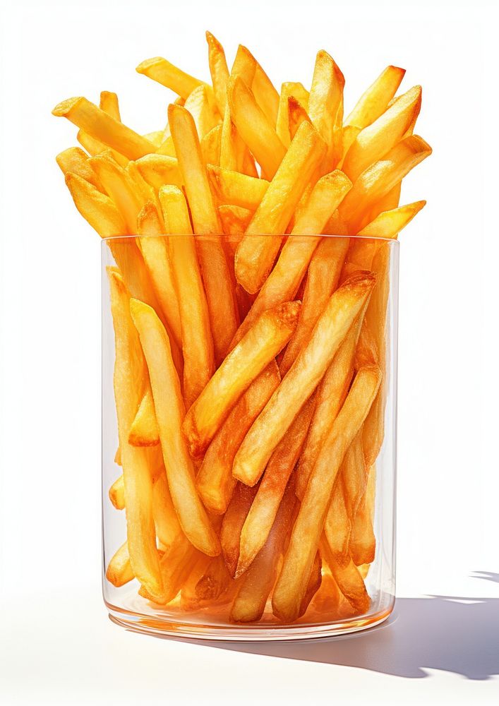 French fries food white background freshness.