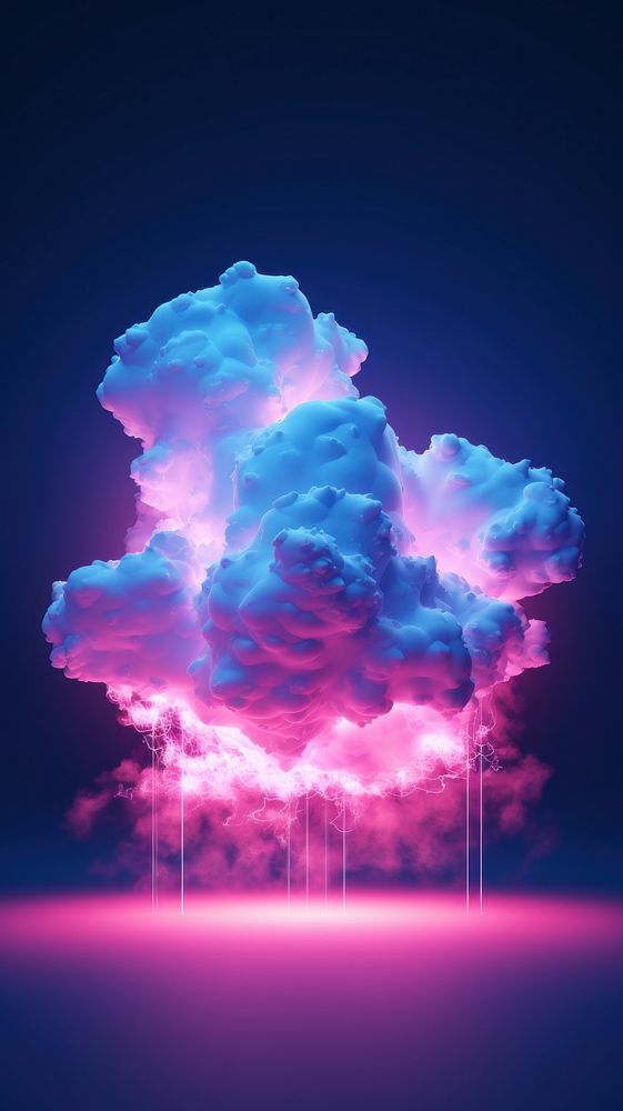 Abstract neon background with stormy cloud glowing nature light sky.