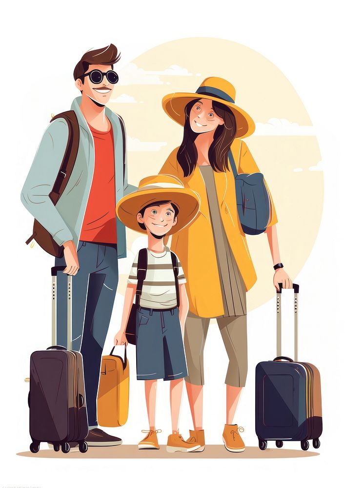 Family Travel Concept suitcase luggage travel.