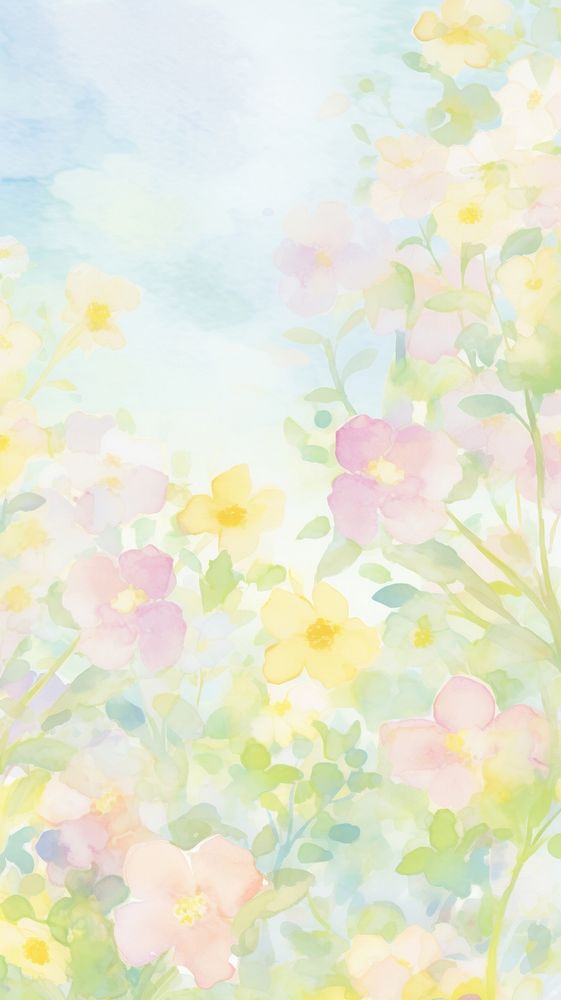 Minimal pastel wallpaper flowers painting pattern plant.