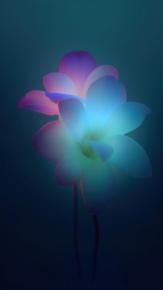 Abstract blurred gradient illustration blue flowers light purple petal.