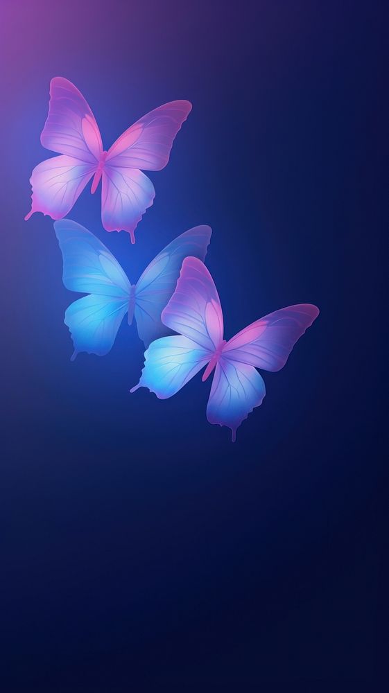 Abstract blurred gradient illustration butterflies blue purple petal.