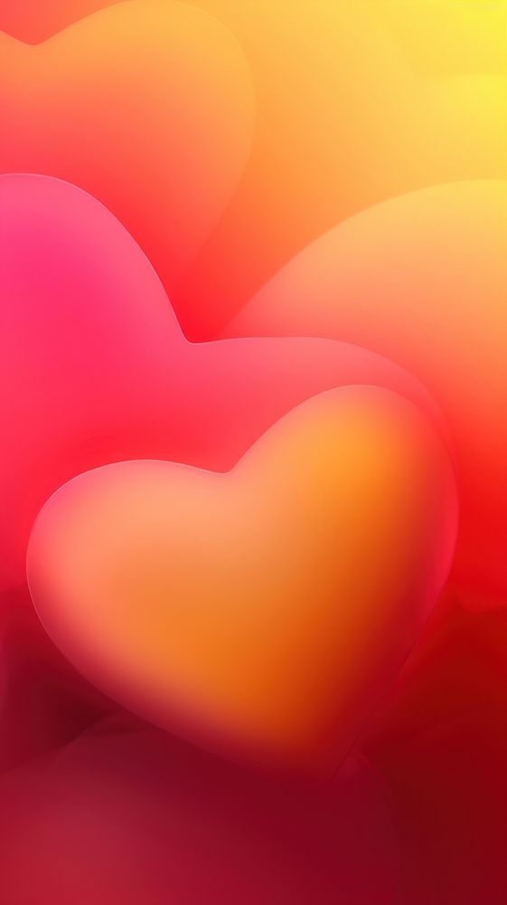 Abstract blurred gradient illustration hearts yellow petal pink.