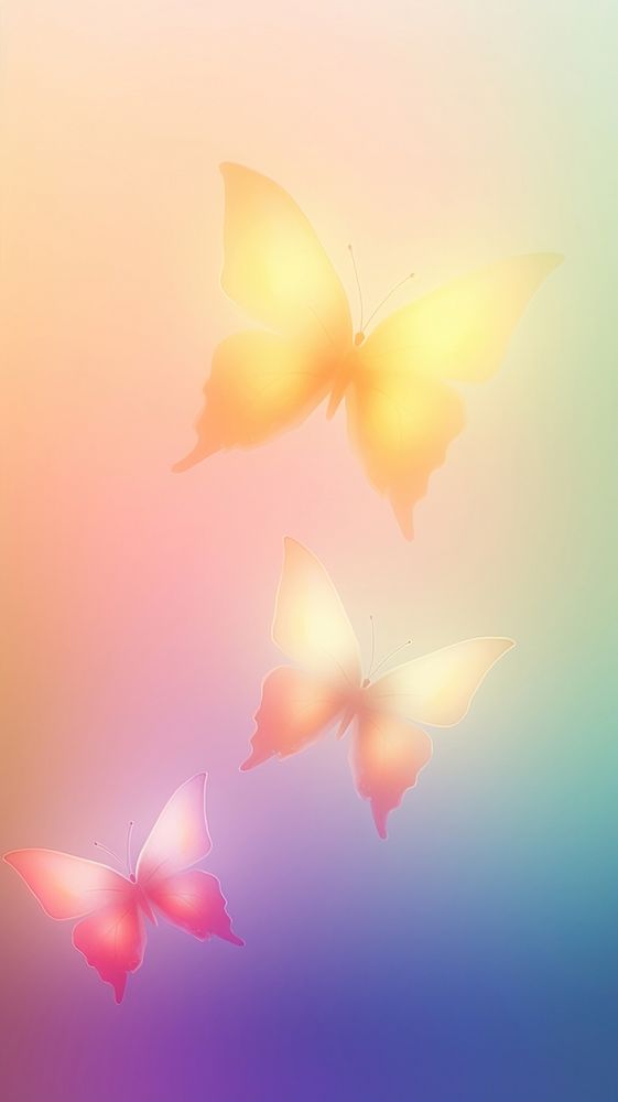 Blurred gradient illustration rainbow butterflies animal petal invertebrate.