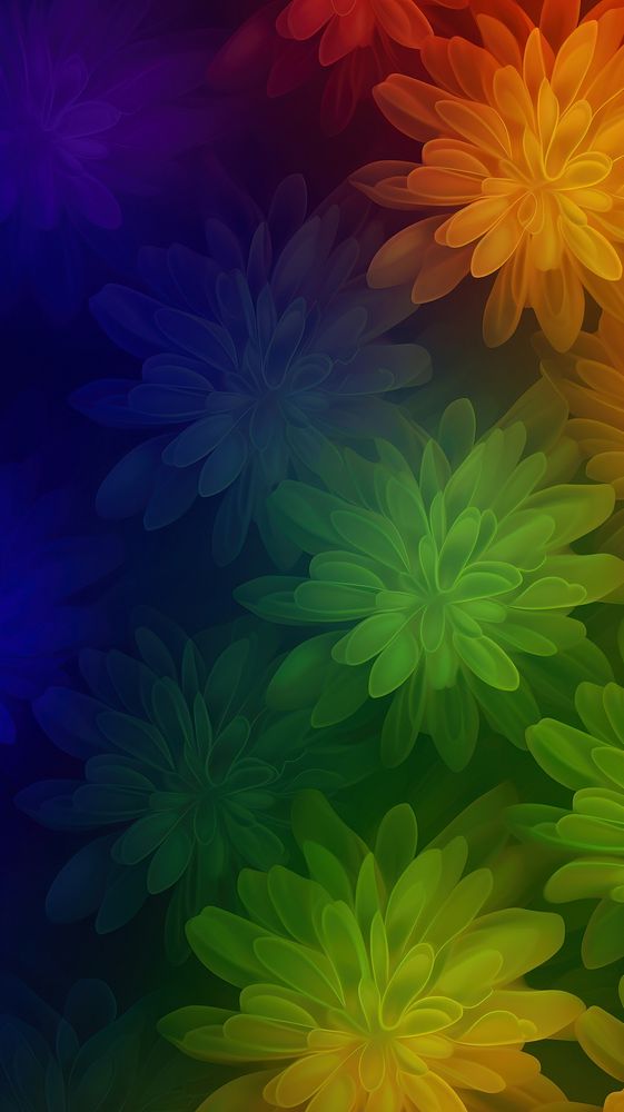 Blurred gradient illustration rainbow flowers backgrounds pattern accessories.