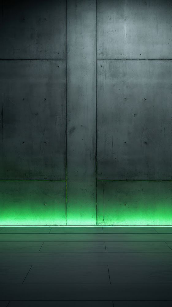 Cement wall with neon light backgrounds lighting floor.
