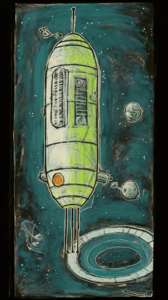Space station painting sketch art.