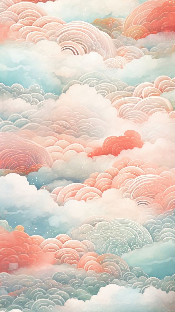Pastel wallpaper Asian clouds pattern nature art tranquility.