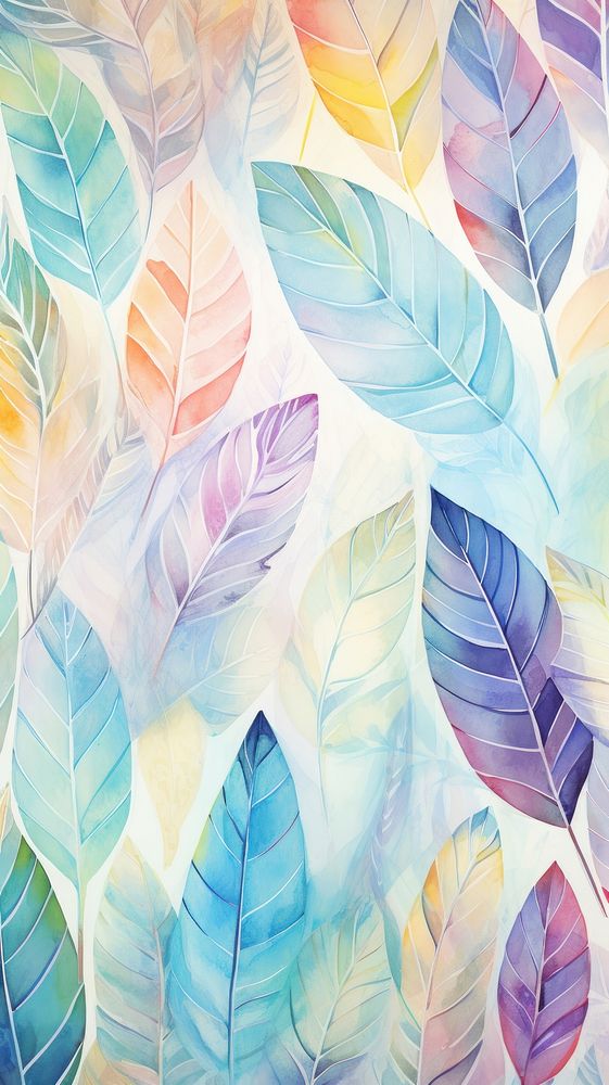 Pastel wallpaper leaves pattern leaf art lightweight.