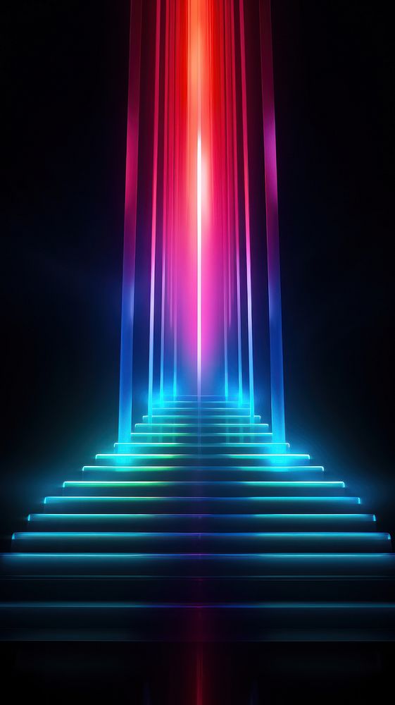 Colorful neon RGB LED lights architecture futuristic lighting.