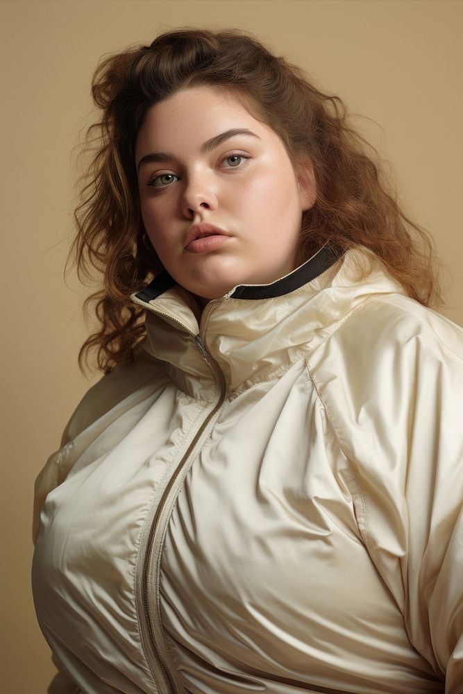 Close up of a chubby woman photography portrait fashion.