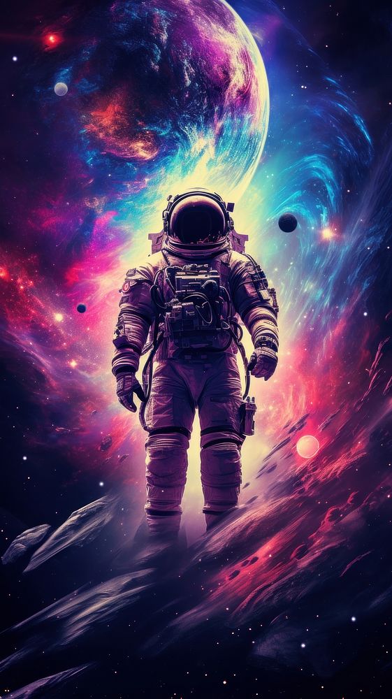 Astronaut in space ship astronomy universe galaxy.