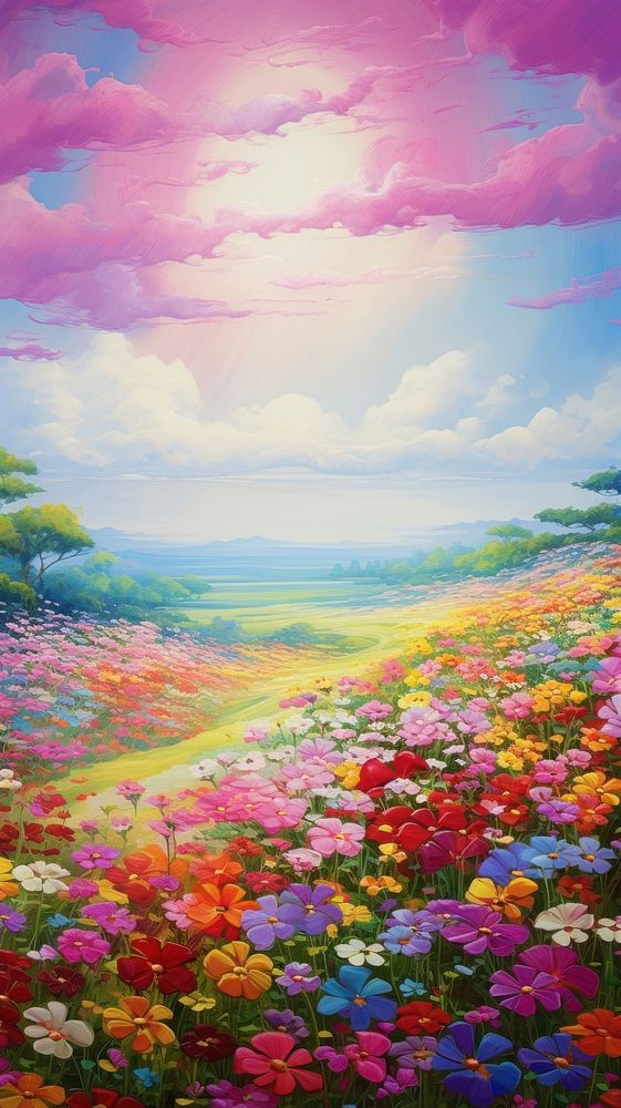 Painting flower sky landscape.