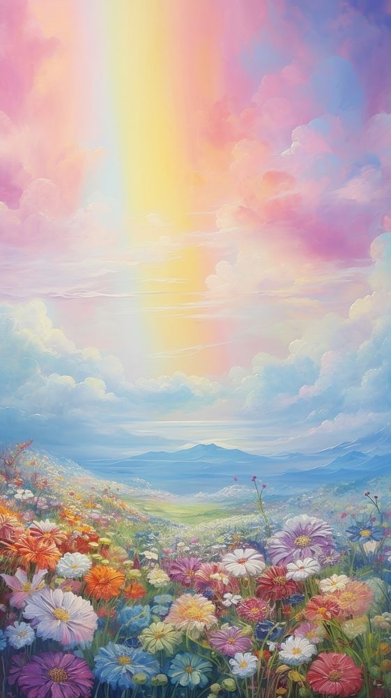 Painting flower sky landscape.