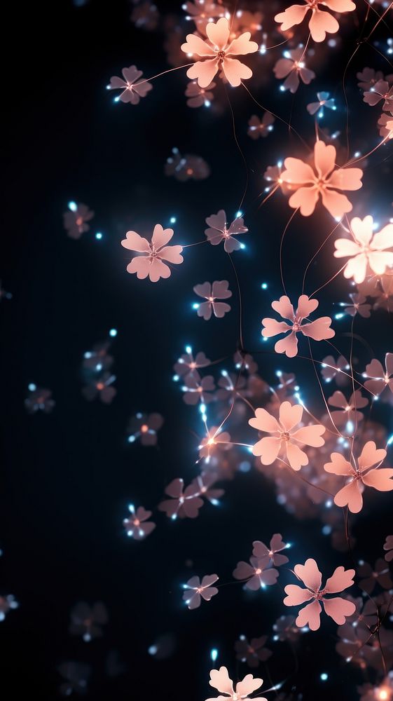 Neon wallpaper of flying flakes outdoors pattern flower.