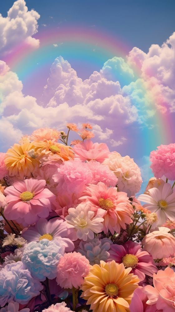 Rainbow flower sky outdoors.