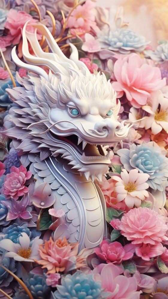 Flower dragon art representation.
