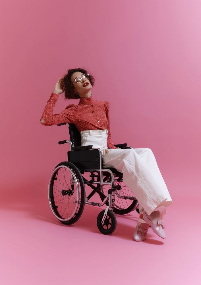 A disability woman on a wheelchair fashion adult accessories.
