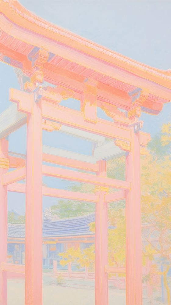 Sketch torii gate spirituality.