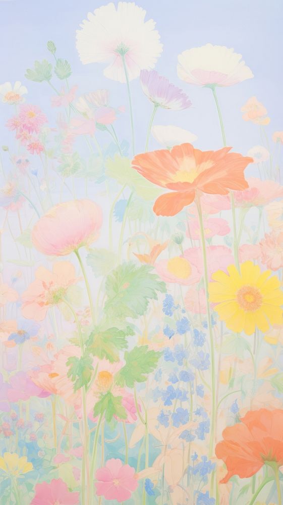 Flower field backgrounds painting outdoors.