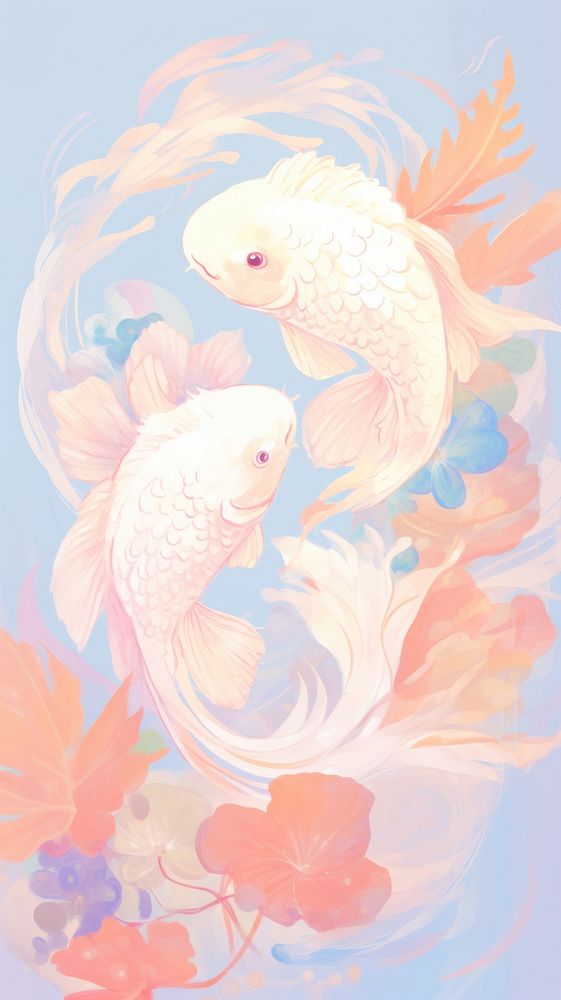 Pisces horoscope icon painting drawing animal.