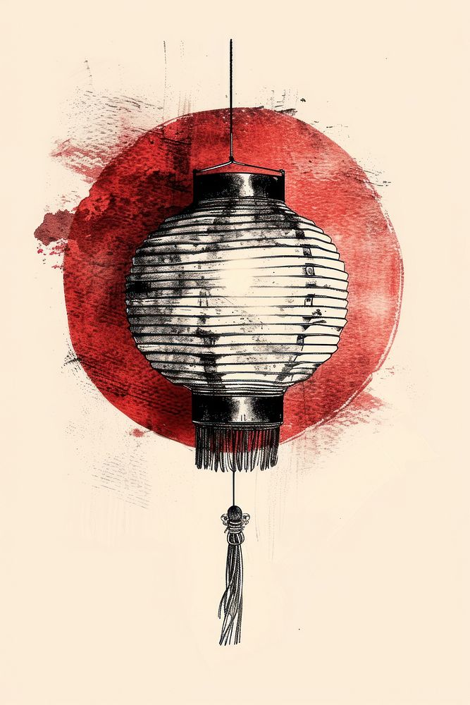 Chinese lantern circle art red.