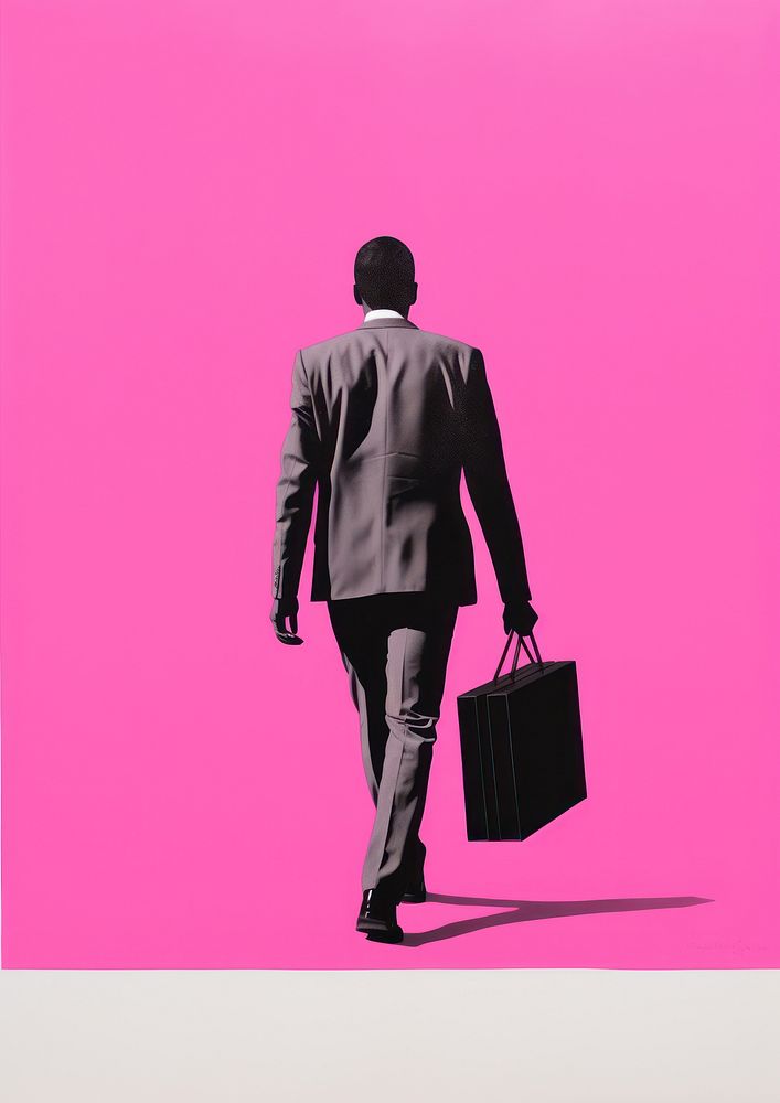 Business man in suit walking briefcase black adult.