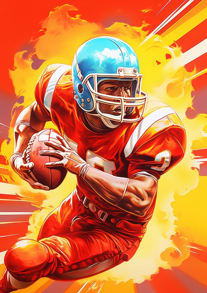 Airbrush art of american football helmet sports adult.