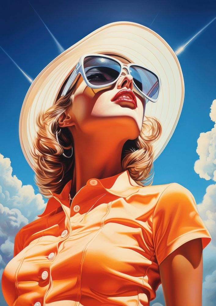 Airbrush art of golf sunglasses portrait adult.