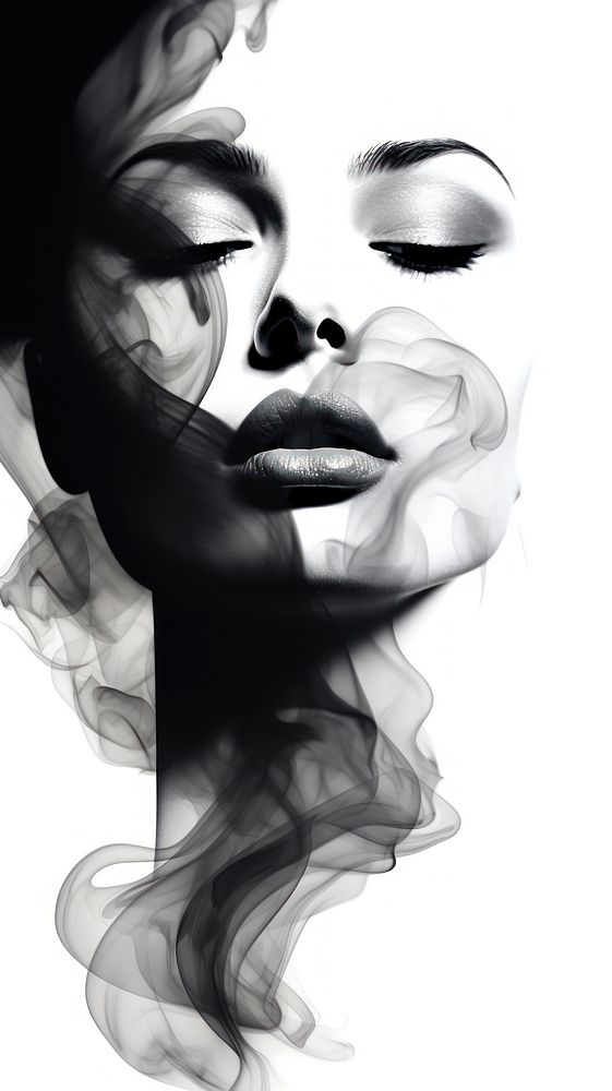 Smoke abstract face drawing sketch adult.