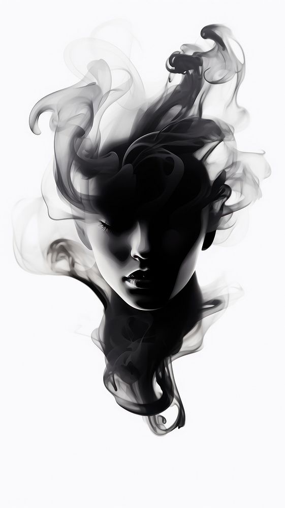 Smoke face abstract black white.