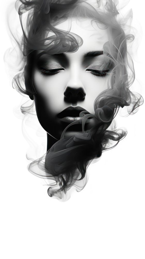 Smoke face abstract portrait black.