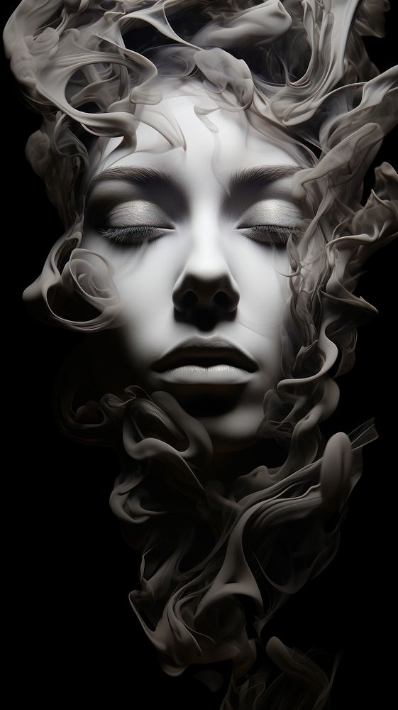 Smoke face image abstract portrait art.