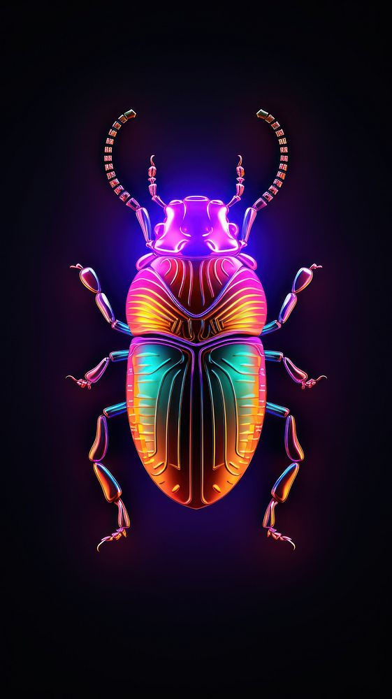 Neon bug wireframe animal insect magnification.