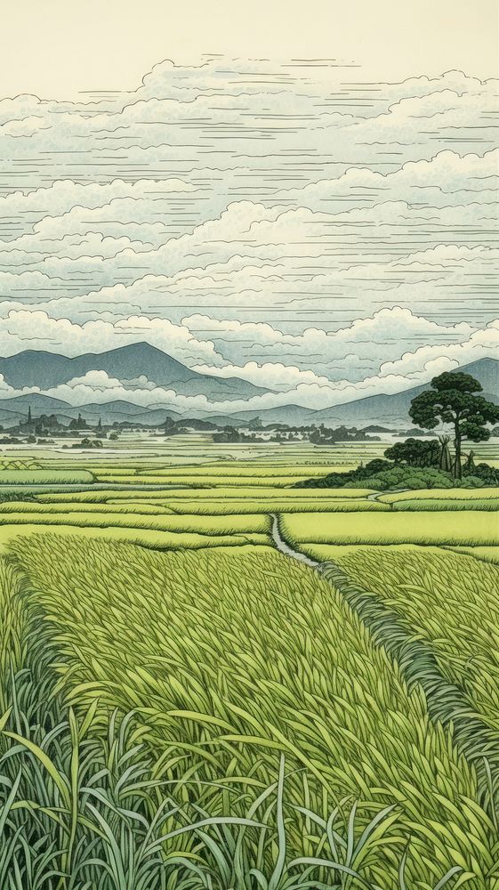 Rice field agriculture outdoors horizon.